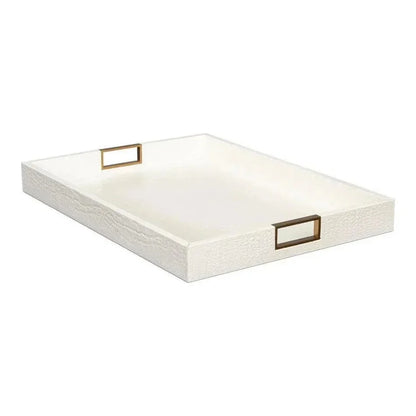 Norton Croco Leather and Brass Ivory Tray - LOOMLAN - Sarreid - Trays