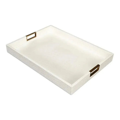 Norton Croco Leather and Brass Ivory Tray - LOOMLAN - Sarreid - Trays