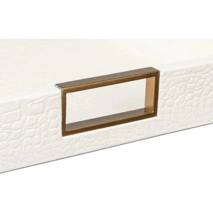 Norton Croco Leather and Brass Ivory Tray - LOOMLAN - Sarreid - Trays