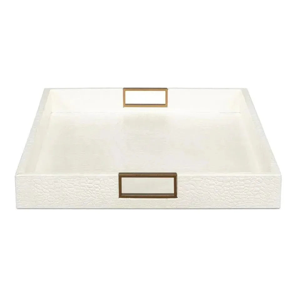 Norton Croco Leather and Brass Ivory Tray - LOOMLAN - Sarreid - Trays