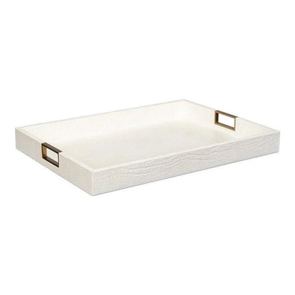 Norton Croco Leather and Brass Ivory Tray - LOOMLAN - Sarreid - Trays
