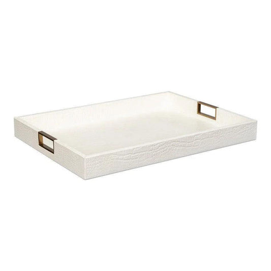Norton Croco Leather and Brass Ivory Tray - LOOMLAN - Sarreid - Trays