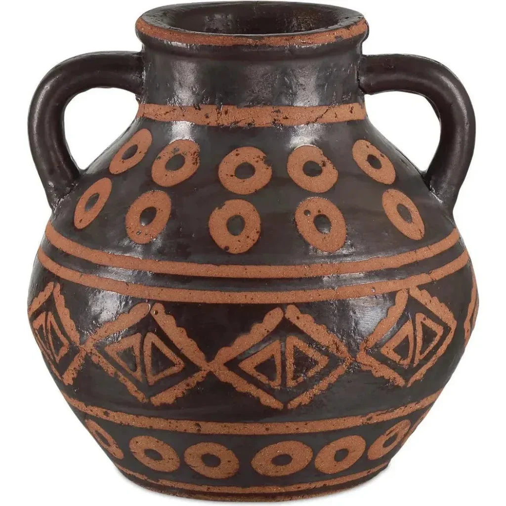 Nought Terracotta Coffee Brown Vase 2PC - LOOMLAN - Currey & Co - Vases & Jars