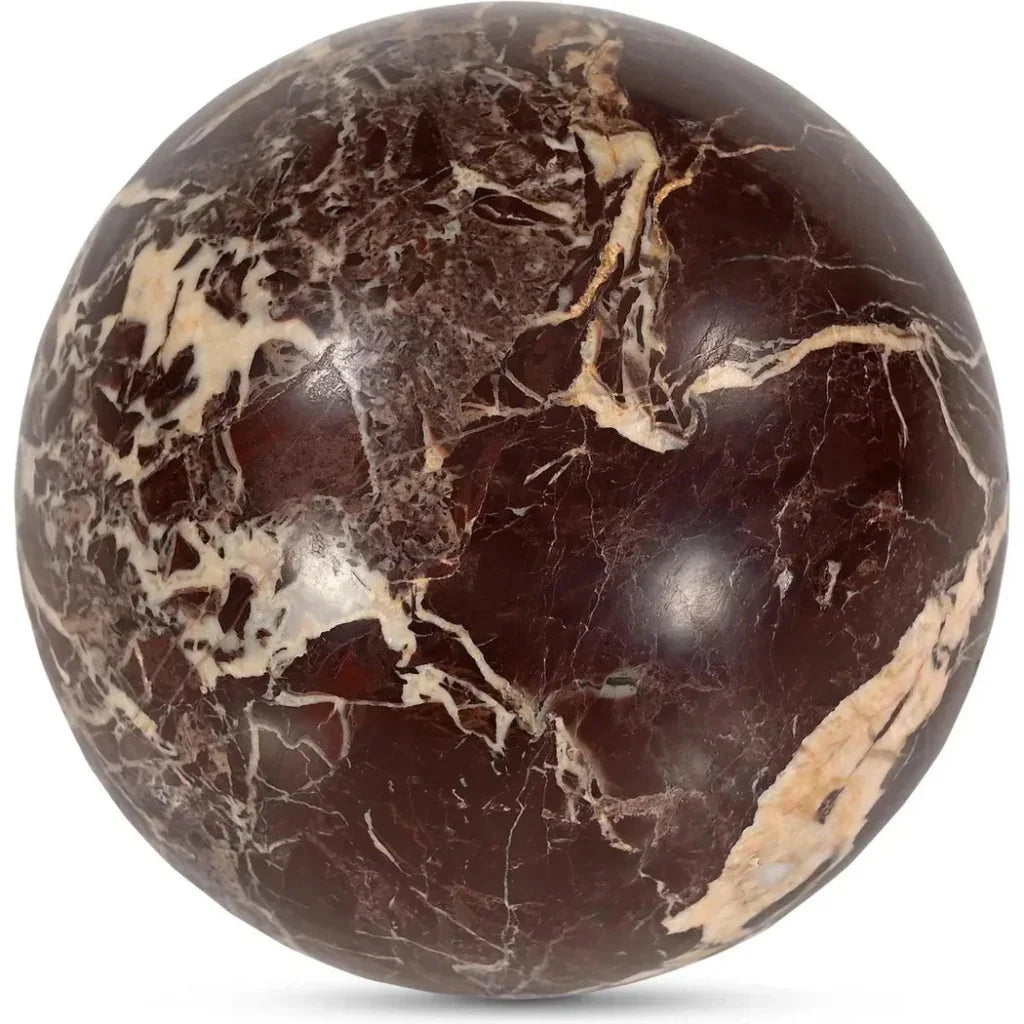 Odessa Sphere Red Levanto Marble Tabletop Accent - LOOMLAN - Moe's Home - Statues & Sculptures