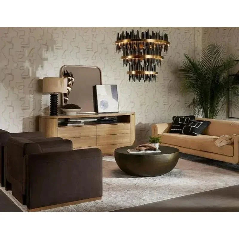SUNPAN Oletto Table Lamp Beige Shade & Black Base