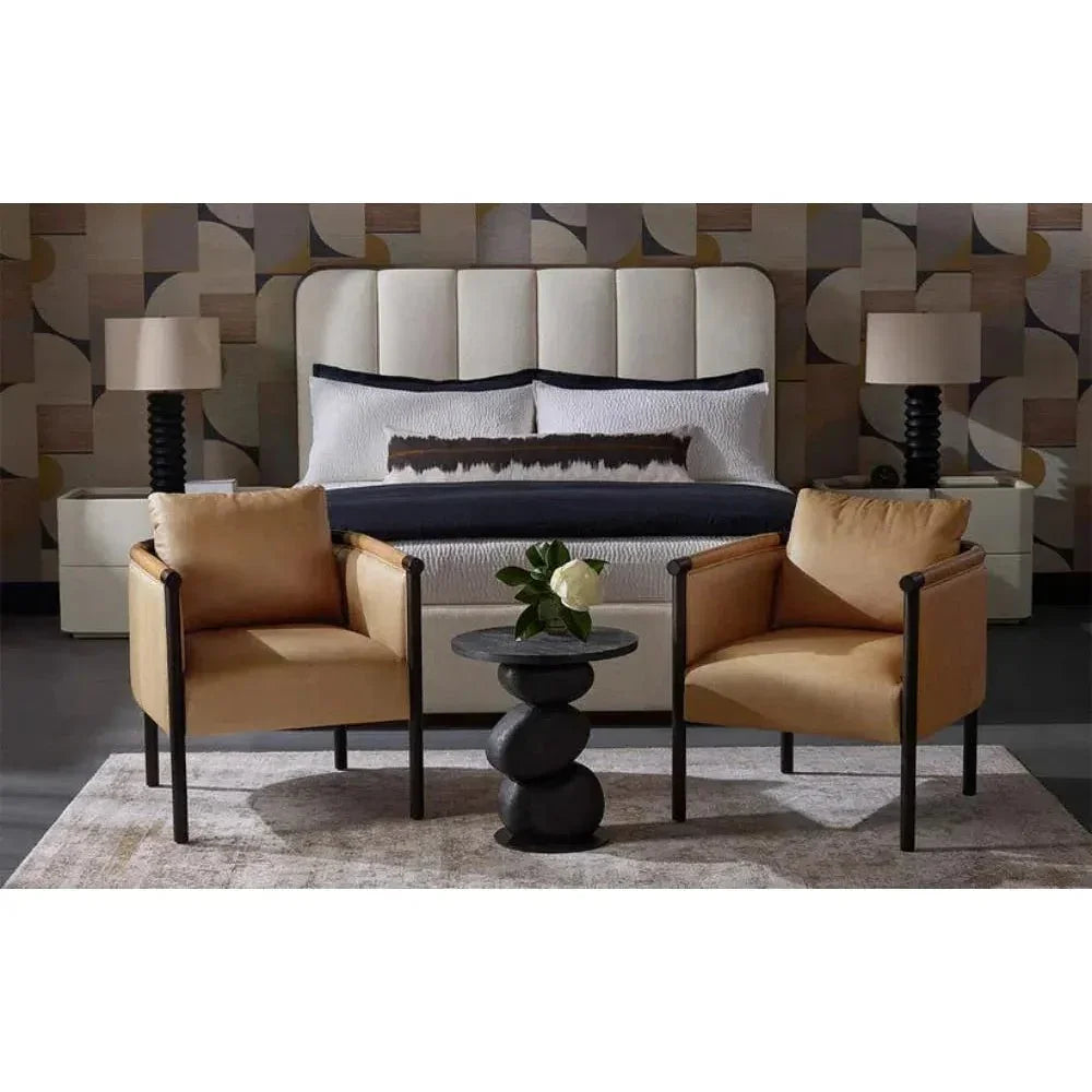 SUNPAN Oletto Table Lamp Beige Shade & Black Base