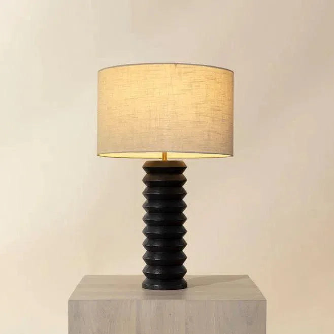 SUNPAN Oletto Table Lamp Beige Shade & Black Base