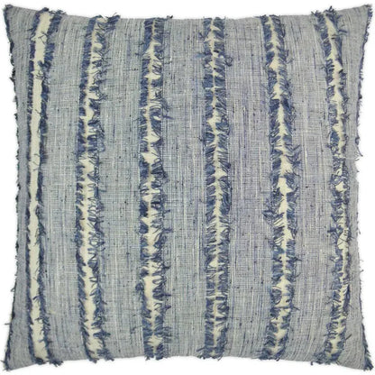 On The Fringe Stripes Slate Blue Large Throw Pillow - LOOMLAN - D.V. Kap - Throw Pillows
