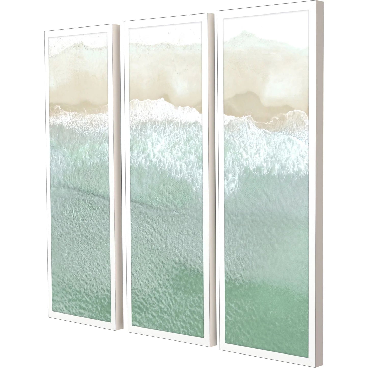 On the Shore Wood Frame Turquoise Canvas Art 3PC
