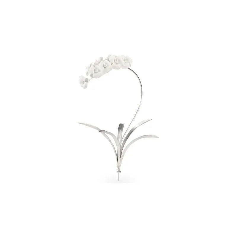 Orchid Stem Silver Flower Sculpture - LOOMLAN - Chelsea House - Statues & Sculptures