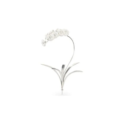 Orchid Stem Silver Flower Sculpture - LOOMLAN - Chelsea House - Statues & Sculptures