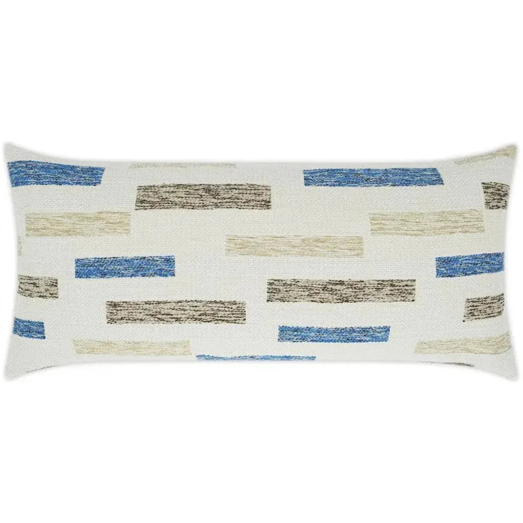 Outdoor Blockweave Lumbar Pillow - Blue-Outdoor Pillows-D.V. Kap-LOOMLAN