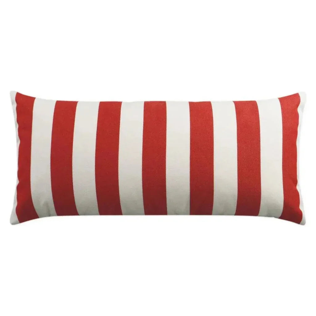Outdoor Café Stripe Lumbar Pillow - Red-Outdoor Pillows-D.V. Kap-LOOMLAN