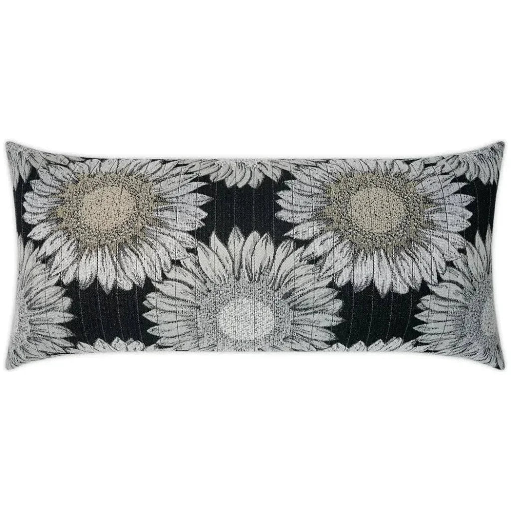 Outdoor Daisy Chain Lumbar Pillow - Black-Outdoor Pillows-D.V. Kap-LOOMLAN