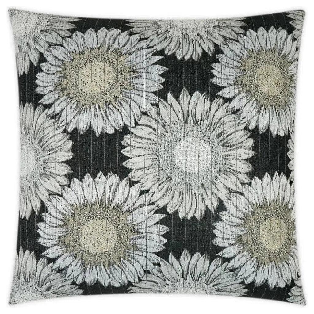 Outdoor Daisy Chain Pillow - Black-Outdoor Pillows-D.V. Kap-LOOMLAN