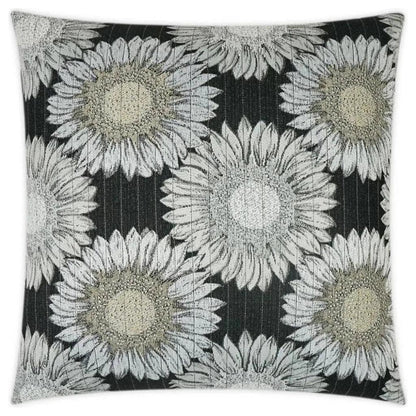 Outdoor Daisy Chain Pillow - Black-Outdoor Pillows-D.V. Kap-LOOMLAN