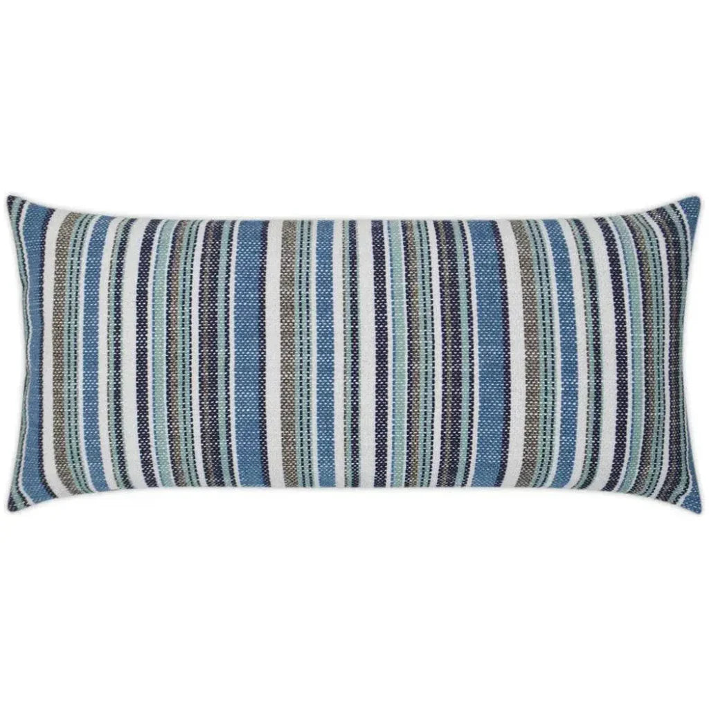 Outdoor Fancy Stripe Lumbar Pillow - Navy-Outdoor Pillows-D.V. Kap-LOOMLAN