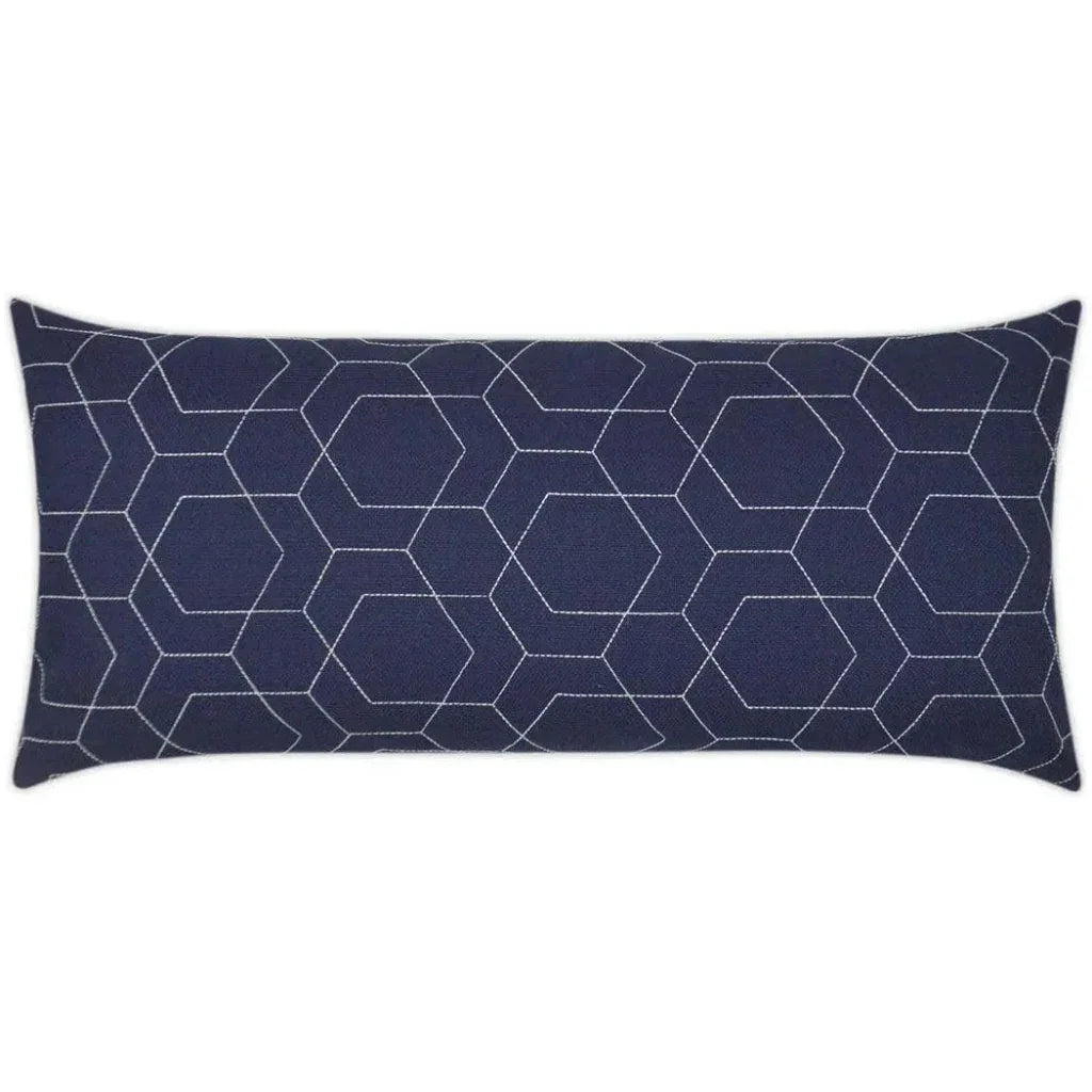 Outdoor Hex Quilt Lumbar Pillow - Navy-Outdoor Pillows-D.V. Kap-LOOMLAN