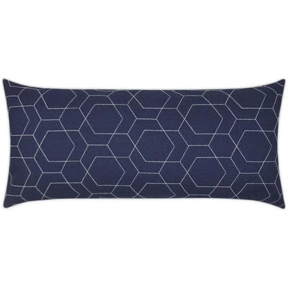 Outdoor Hex Quilt Lumbar Pillow - Navy-Outdoor Pillows-D.V. Kap-LOOMLAN