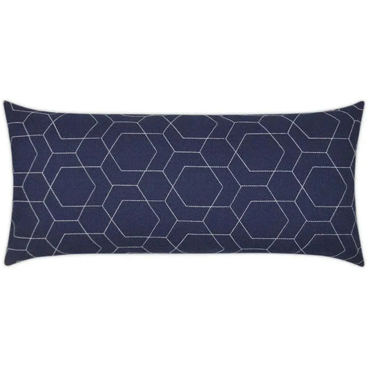 Outdoor Hex Quilt Lumbar Pillow - Navy-Outdoor Pillows-D.V. Kap-LOOMLAN
