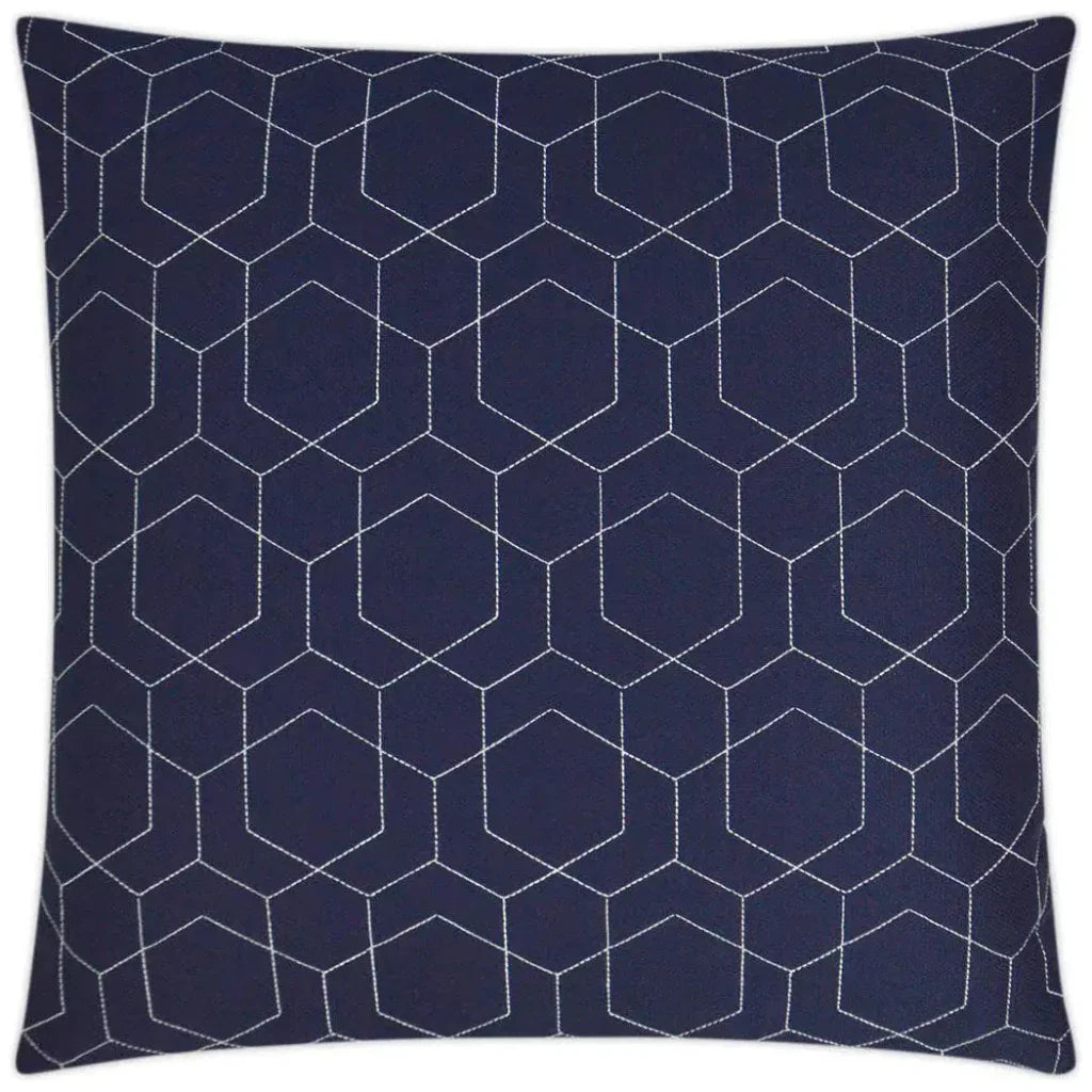 Outdoor Hex Quilt Pillow - Navy-Outdoor Pillows-D.V. Kap-LOOMLAN
