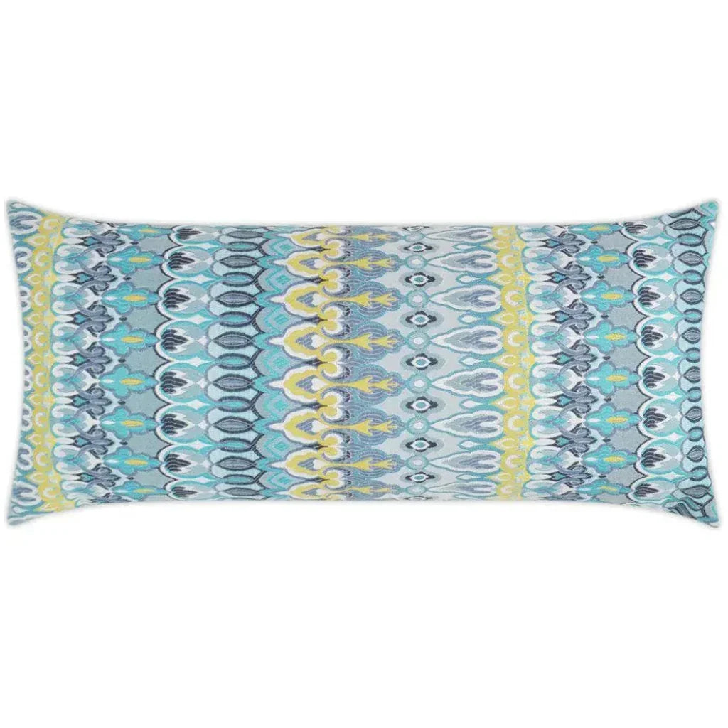 Outdoor Kanthum Lumbar Pillow - Turquoise-Outdoor Pillows-D.V. Kap-LOOMLAN