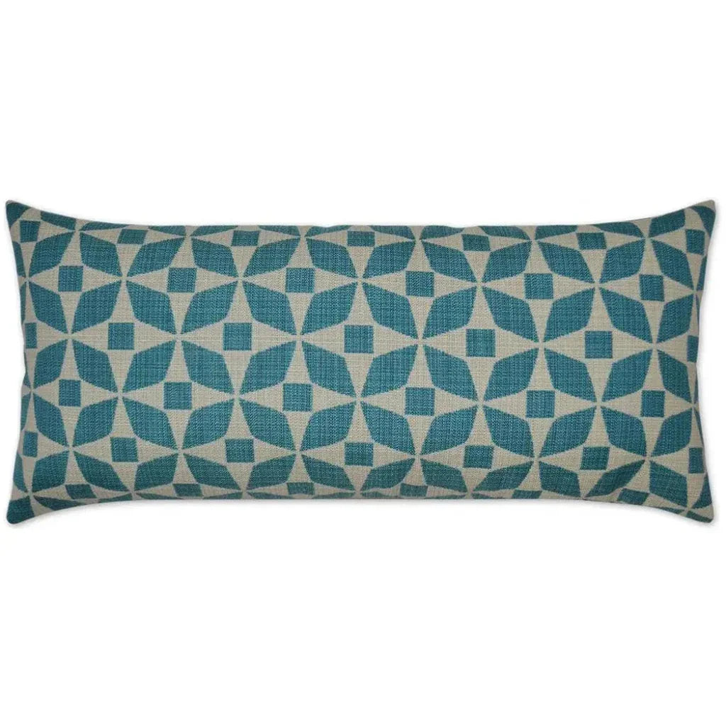 Outdoor Marquee Lumbar Pillow - Turquoise-Outdoor Pillows-D.V. Kap-LOOMLAN