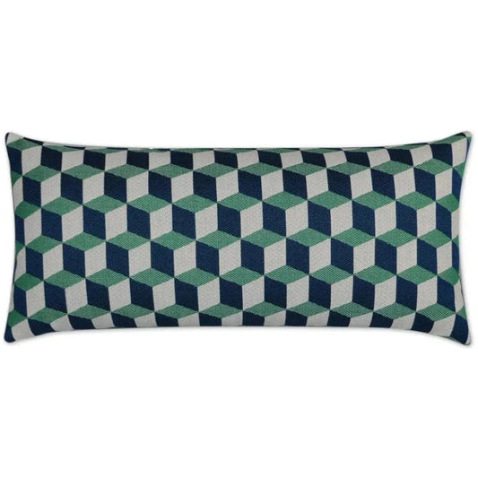 Outdoor Puzzle Lumbar Pillow - Emerald-Outdoor Pillows-D.V. Kap-LOOMLAN