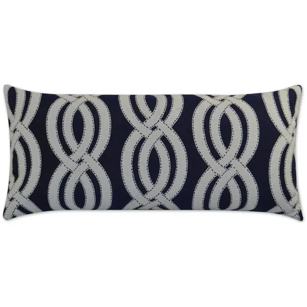 Outdoor Sea Shore Lumbar Pillow - Navy-Outdoor Pillows-D.V. Kap-LOOMLAN