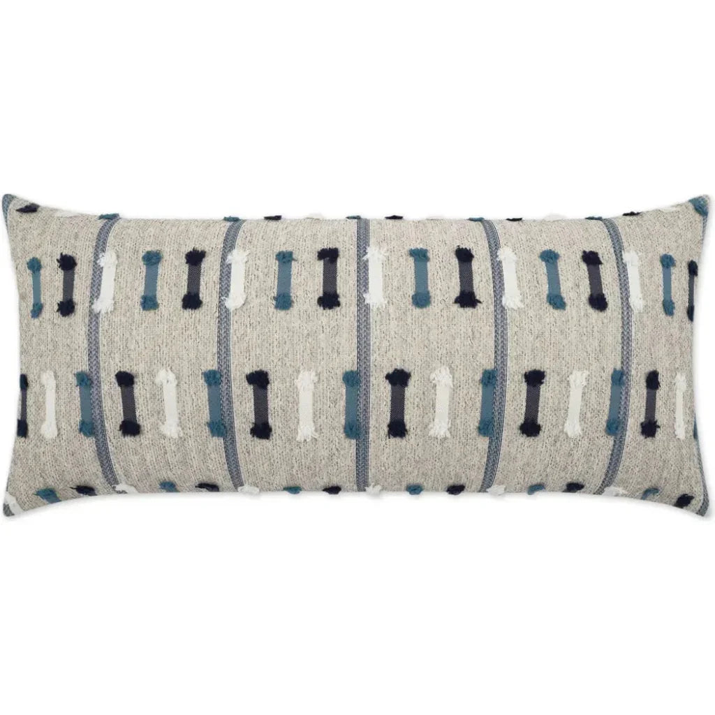 Outdoor Tassel Stripe Lumbar Pillow - Blue-Outdoor Pillows-D.V. Kap-LOOMLAN
