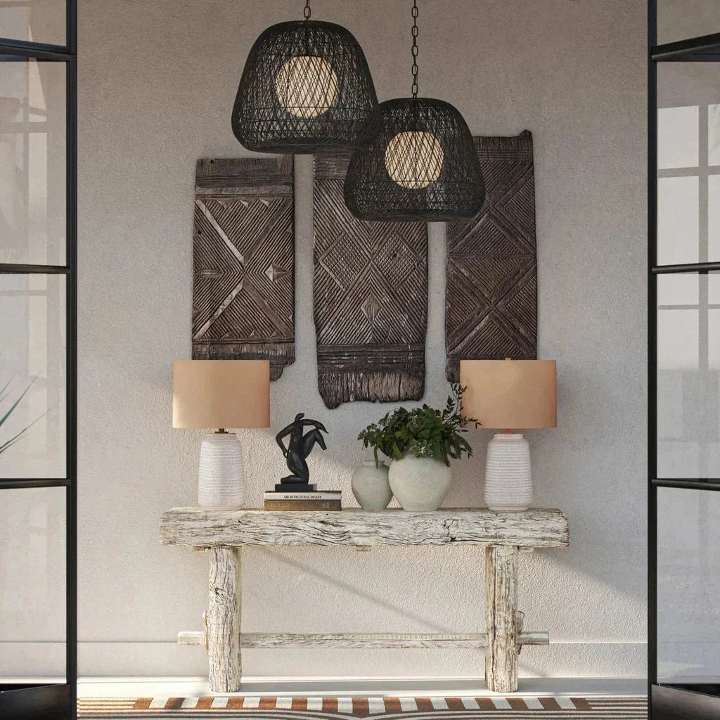 Owen Rustic Ceramic Antique Brass Table Lamp - LOOMLAN - Currey & Co - Table Lamps