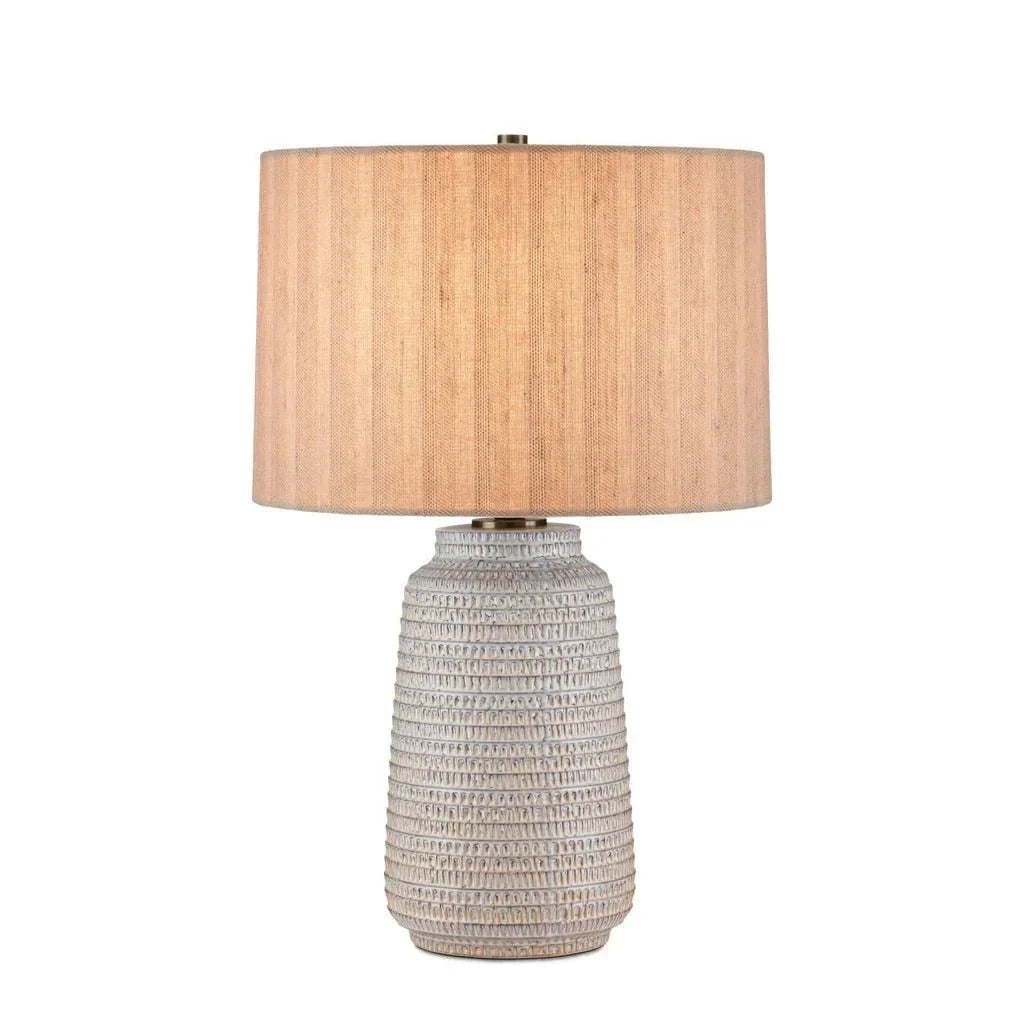 Owen Rustic Ceramic Antique Brass Table Lamp - LOOMLAN - Currey & Co - Table Lamps
