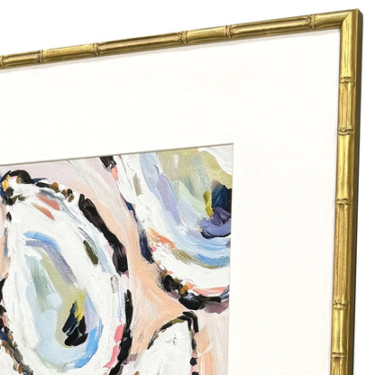 Oyster Shells Wood Frame Blue Canvas Art 2PC