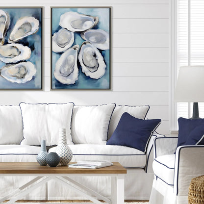 Oysters Silver Floater Frame Canvas Art