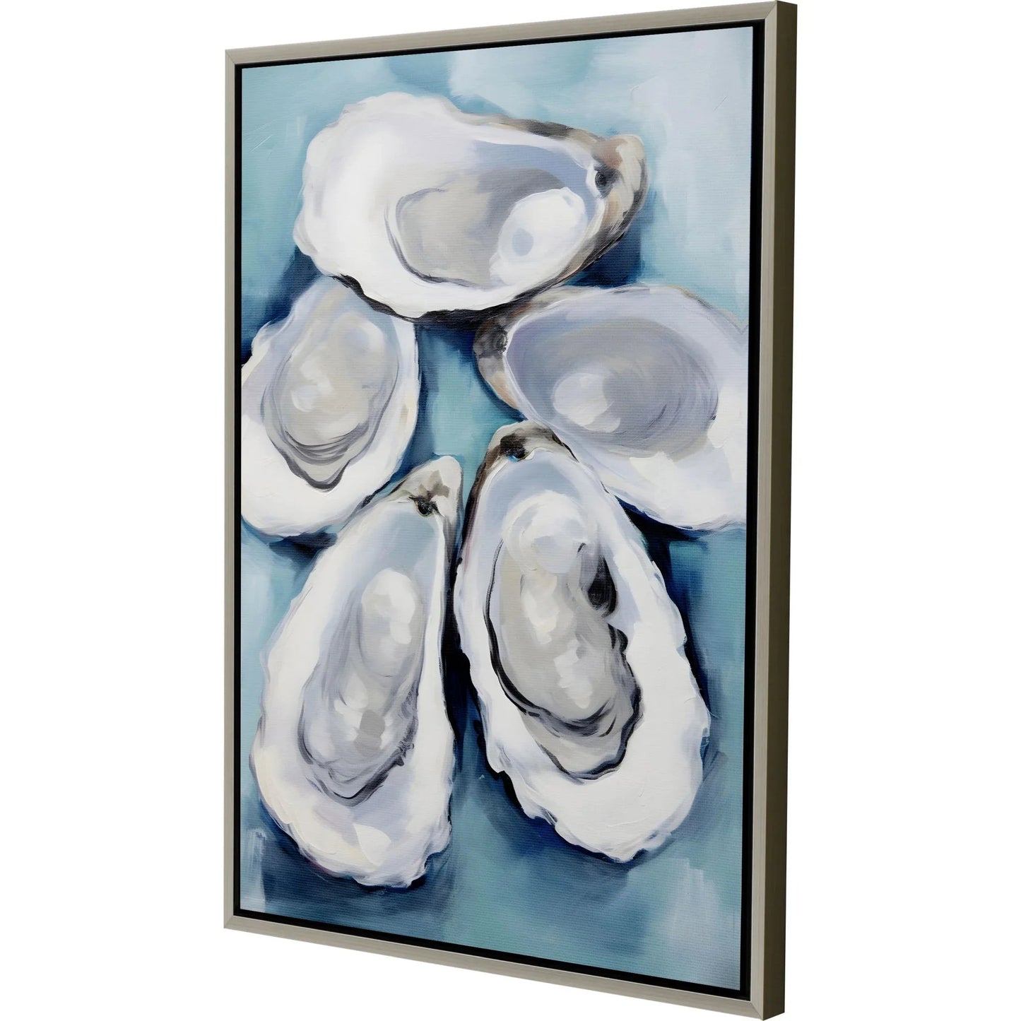 Oysters Silver Floater Frame Canvas Art