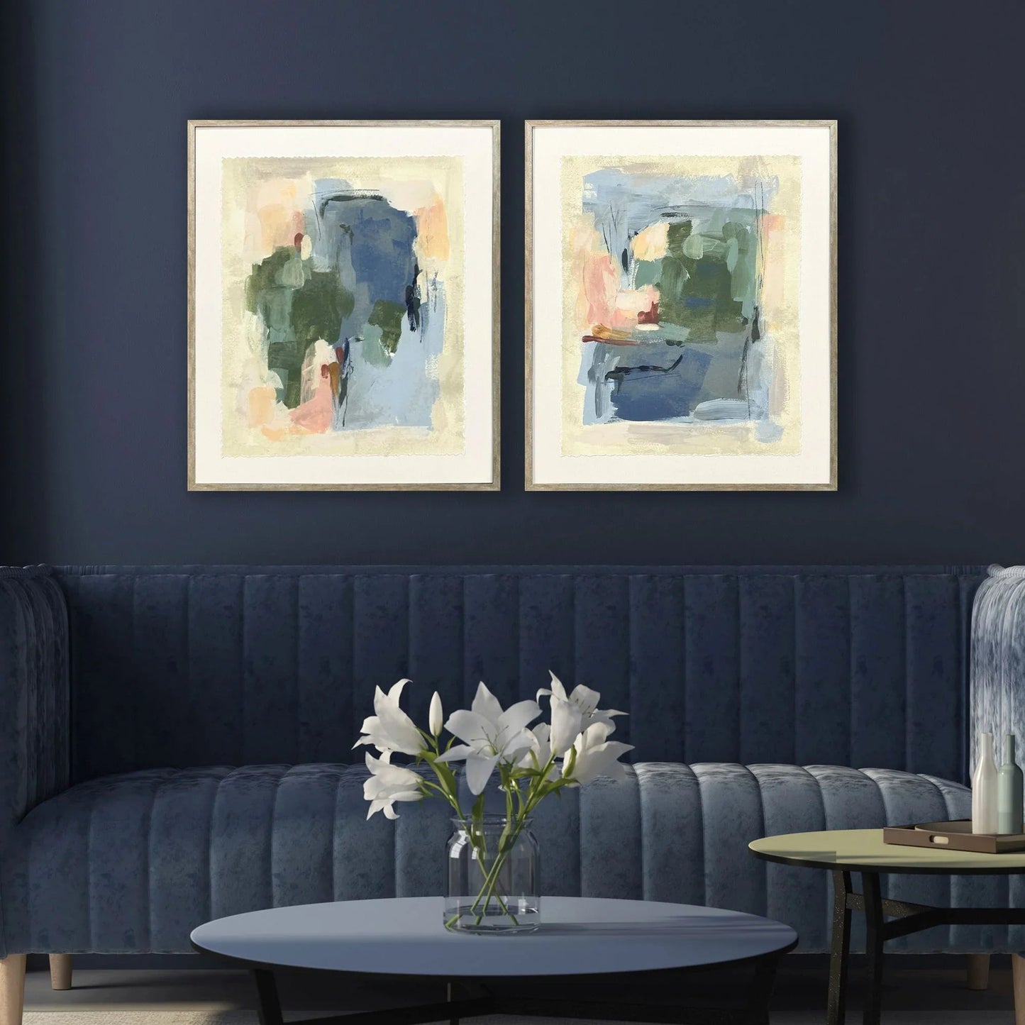 Palette Map Wood Frame Blue Canvas Art 2PC