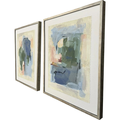 Palette Map Wood Frame Blue Canvas Art 2PC