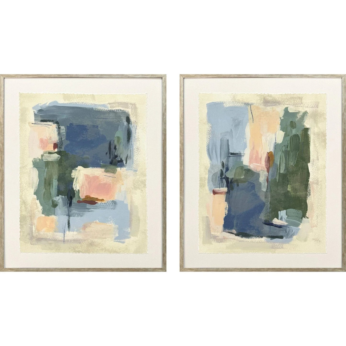 Palette Map Wood Frame Blue Canvas Art 2PC