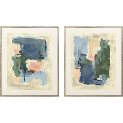Palette Map Wood Frame Blue Canvas Art 2PC