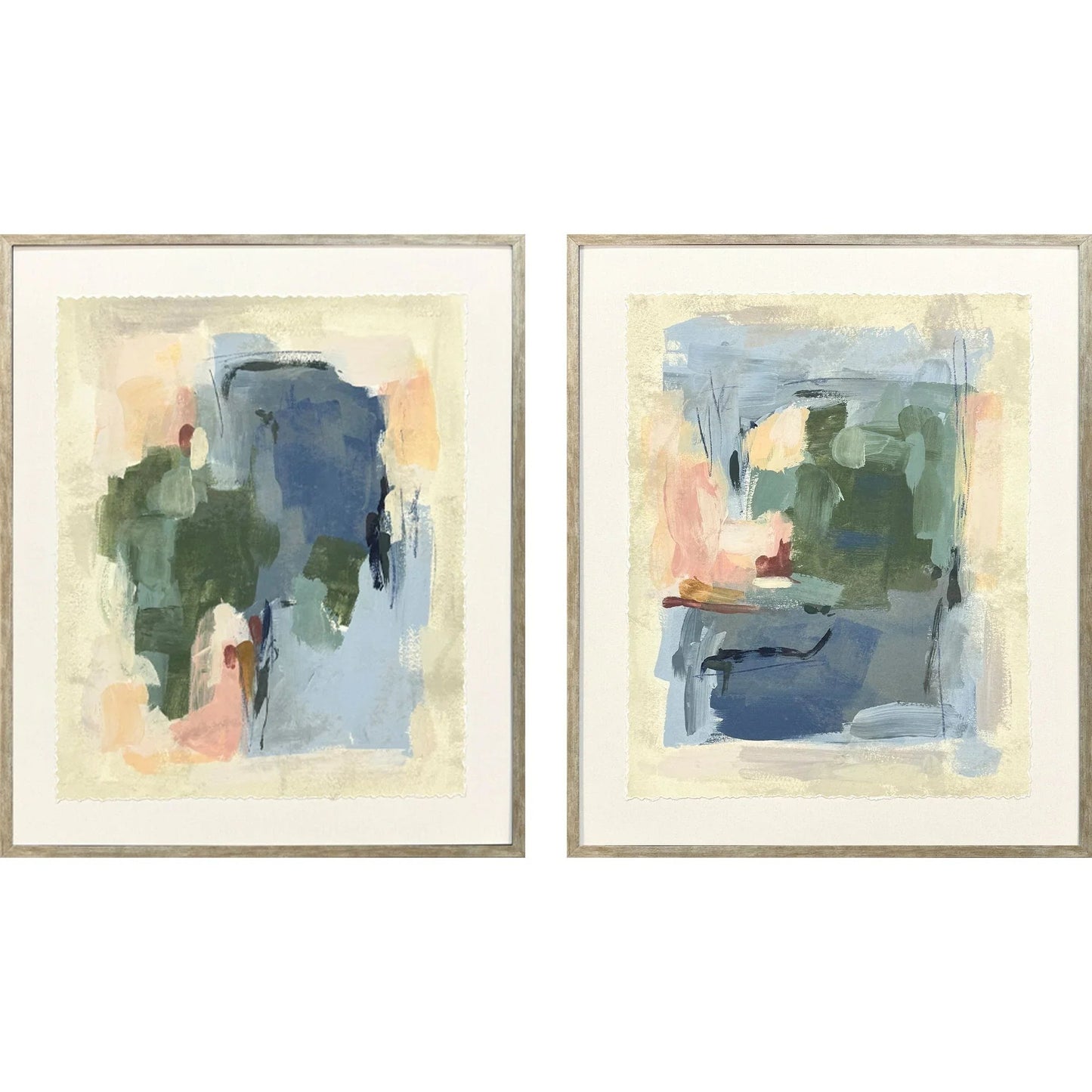 Palette Map Wood Frame Blue Canvas Art 2PC