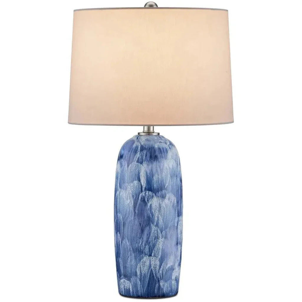Pallas Ceramic Blue Table Lamp - LOOMLAN - Currey & Co - Table Lamps