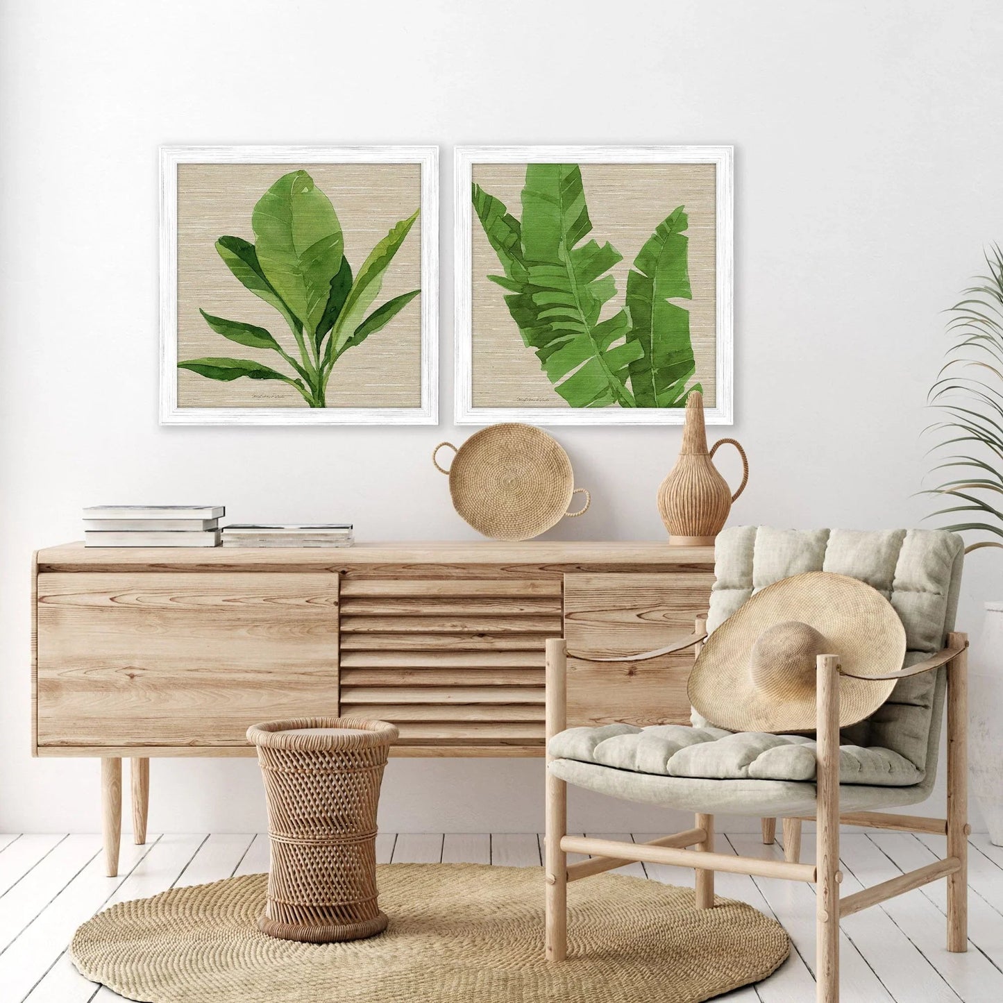 Palm Isle I Wood Frame Green Canvas Art 2PC