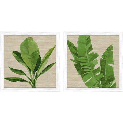 Palm Isle I Wood Green Framed Wall Art 2PC
