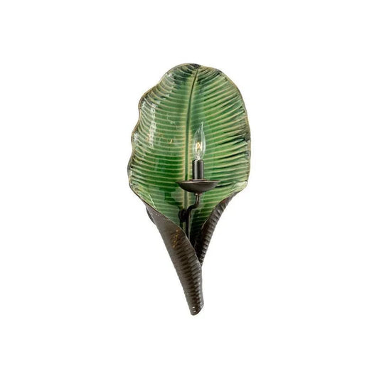 Palm Leaf Design Green Wall Sconce - LOOMLAN - Chelsea House - Wall Sconces