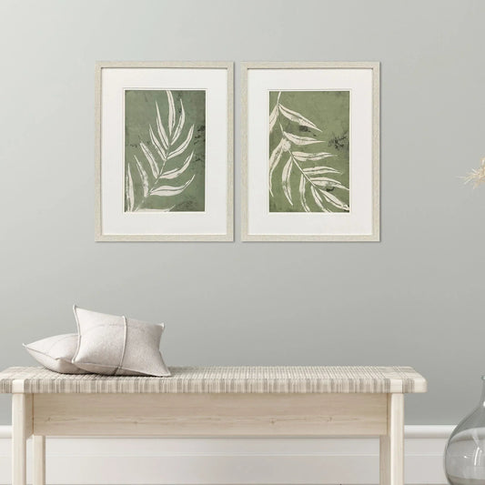 Palm Leaf Green Canvas Art 2PC