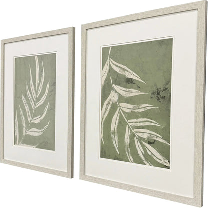 Palm Leaf Green Canvas Art 2PC