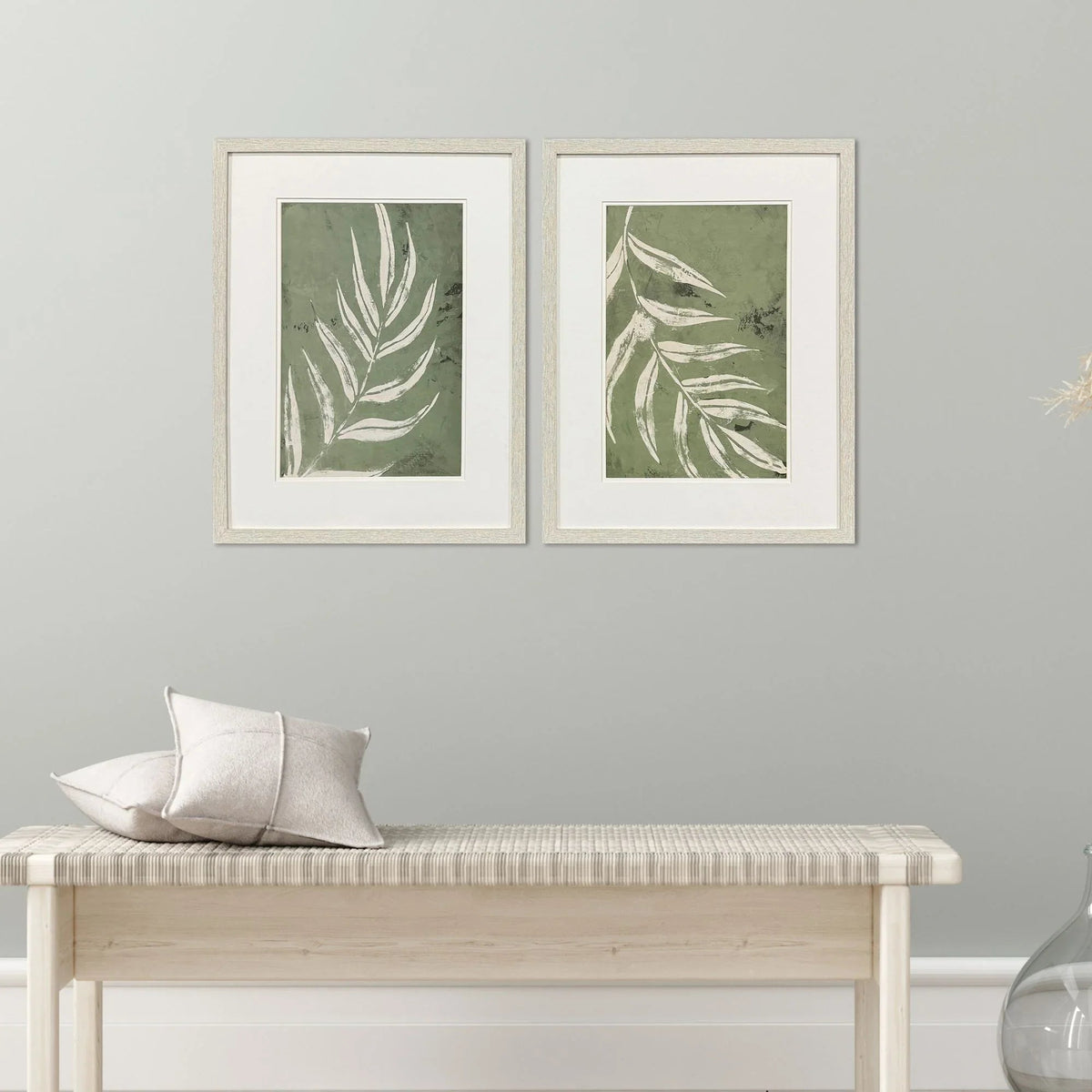 Palm Leaf Green Framed Wall Art 2PC -- view 2