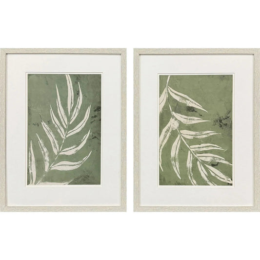 Palm Leaf Green Framed Wall Art 2PC