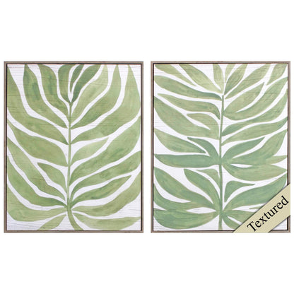 Palm Leaf Hand Finished Canvas Art 2PC