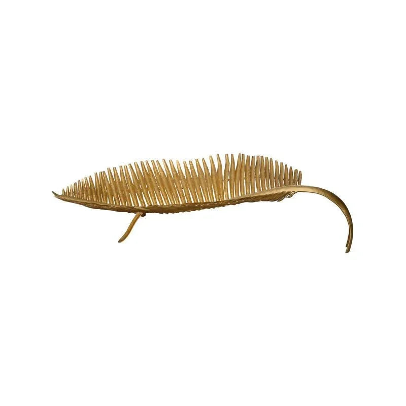 Palm Leaf Styled Gold Fruit Bowl - LOOMLAN - Chelsea House - Boxes & Bowls